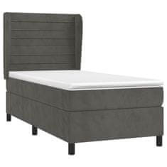 Vidaxl Box spring postelja z vzmetnico temno siva 80x200 cm žamet