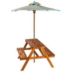 Greatstore Otroška piknik miza s senčnikom 79x90x60 cm trden akacijev les