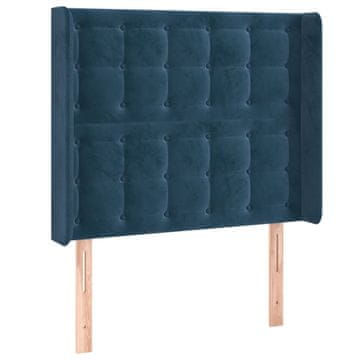 Vidaxl Vzglavje z ušesi temno modro 93x16x118/128 cm žamet