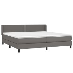 Vidaxl Box spring postelja z vzmetnico siva 200x200 cm umetno usnje