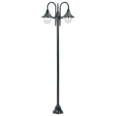 Vidaxl Vrtna ulična svetilka E27 220 cm aluminij 3 žarnice zelena