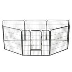 Vidaxl Ograda za pse z 8 jeklenimi paneli 80x80 cm črne barve