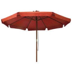 Vidaxl Zunanji senčnik z lesenim drogom 330 cm terakota