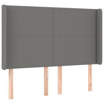 Vidaxl Vzglavje z ušesi temno sivo 147x16x118/128 cm blago