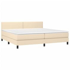 Vidaxl Box spring postelja z vzmetnico krem 200x200 cm blago