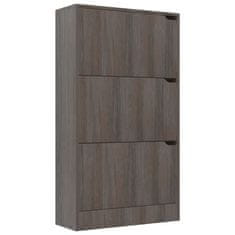 Greatstore Omarica za čevlje s 3 vrati siva sonoma hrast 59x24x105 cm