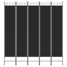 Vidaxl Paravan 5-delni 200x220 cm črno blago