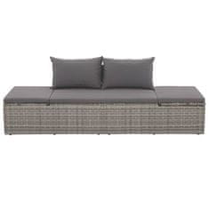 Vidaxl Vrtna postelja poli ratan 195x60 cm siva