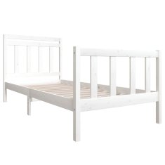 Vidaxl Posteljni okvir bel iz trdnega lesa 90x190 cm 3FT6