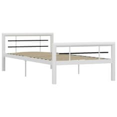 Vidaxl Posteljni okvir bel in črn kovinski 100x200 cm
