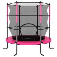 Vidaxl Trampolin z varnostno mrežo okrogel 140x160 cm roza
