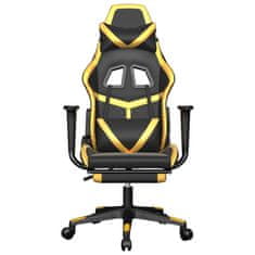 Vidaxl Gaming stol z oporo za noge črno in zlato umetno usnje