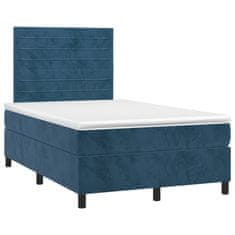 Vidaxl Box spring postelja z vzmetnico temno modra 120x200 cm žamet