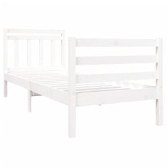 Vidaxl Posteljni okvir bel iz trdnega lesa 90x190 cm 3FT