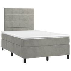 Vidaxl Box spring postelja z vzmetnico svetlo siva 120x200 cm žamet