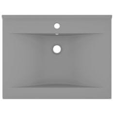 Vidaxl Razkošen umivalnik z luknjo mat svetlo siv 60x46 cm keramičen