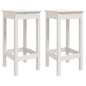 Vidaxl Barski stol 2 kosa bele barve 40x40x78 cm trdna borovina