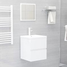 Vidaxl Omarica za umivalnik visok sijaj bela 41x38,5x45 cm iverna pl.