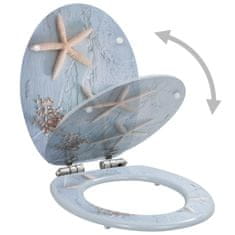 Vidaxl Deska za WC školjko počasno zapiranje MDF dizajn morske zvezde