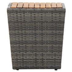Vidaxl Čajna mizica siva 41,5x41,5x43 cm poli ratan in akacijev les