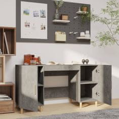 Vidaxl Pisalna miza betonsko siva 140x50x75 cm konstruiran les