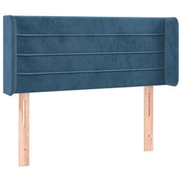 Vidaxl Vzglavje z ušesi temno modro 103x16x78/88 cm žamet