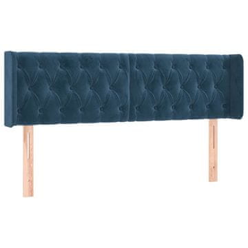 Vidaxl Vzglavje z ušesi temno modro 163x16x78/88 cm žamet