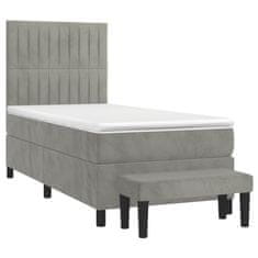 Vidaxl Box spring postelja z vzmetnico svetlo siva 80x200 cm žamet