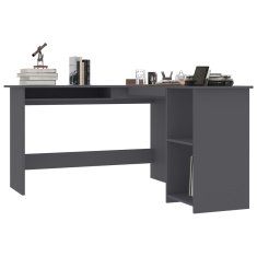 Vidaxl Kotna miza L-oblike siva 120x140x75 cm iverna plošča