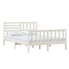 Vidaxl Posteljni okvir bel iz trdnega lesa 140x200 cm