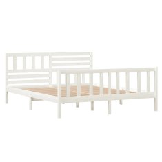 Vidaxl Posteljni okvir bel iz trdnega lesa 140x190 cm