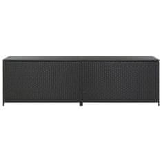 Greatstore Vrtna škatla za shranjevanje poli ratan 200x50x60 cm črna