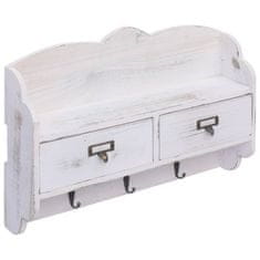 Vidaxl Stenski obešalnik za plašče bel 50x10x34 cm les