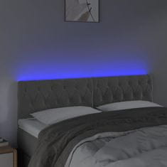 Vidaxl LED posteljno vzglavje svetlo sivo 144x7x78/88 cm žamet