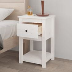 Vidaxl Nočna omarica 2 kosa bela 40x35x61,5 cm trdna borovina