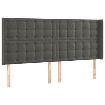 Vidaxl Vzglavje z ušesi temno sivo 203x16x118/128 cm žamet