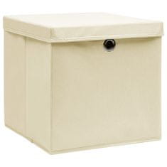 shumee Škatle s pokrovi 10 kosov 28x28x28 cm krem