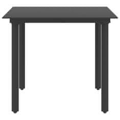 Vidaxl Vrtna jedilna miza črna 80x80x74 cm jeklo in steklo