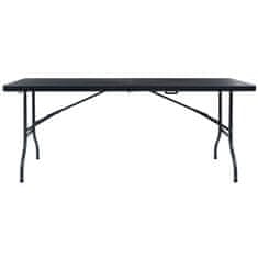 Vidaxl Zložljiva vrtna miza 180x75x72 cm HDPE imitacija ratana