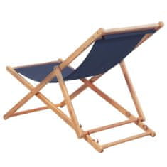 shumee Zložljiv stol za na plažo blago in lesen okvir modre barve