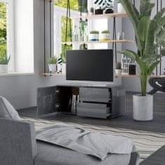 Vidaxl TV omarica visok sijaj siva 80x34x36 cm iverna plošča