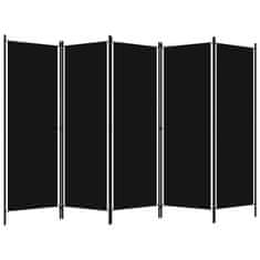Vidaxl Paravan 5-delni črn 250x180 cm