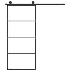 Vidaxl Drsna vrata z opremo 90x205 cm ESG steklo in aluminij