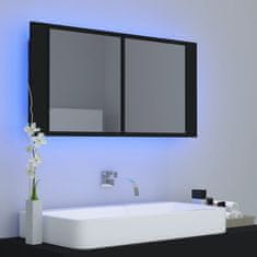 Greatstore LED kopalniška omarica z ogledalom črna 90x12x45 cm