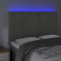Vidaxl LED posteljno vzglavje svetlo sivo 144x5x118/128 cm žamet