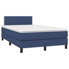 Vidaxl Box spring postelja z vzmetnico moder 120x200 cm blago