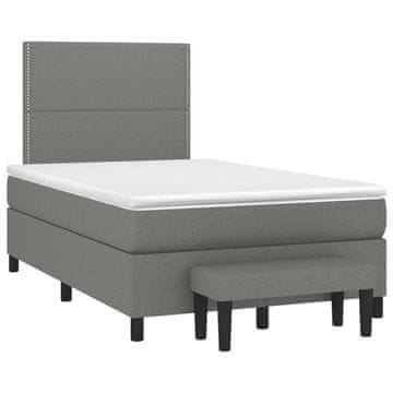 Vidaxl Box spring postelja z vzmetnico temno siva 120x190 cm blago