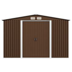 Vidaxl Vrtna skladiščna lopa rjava 257x205x178 cm jeklena