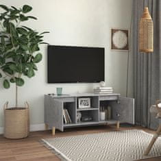 Vidaxl TV omarica z lesenimi nogami betonsko siva 103,5x35x50 cm