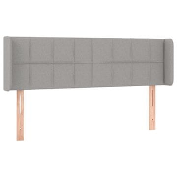 Vidaxl Vzglavje z ušesi svetlo sivo 147x16x78/88 cm blago